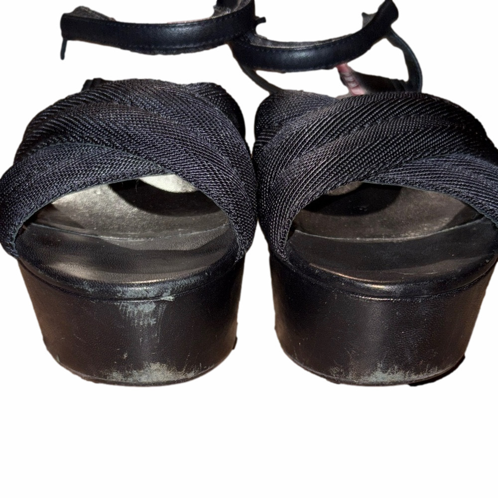 Prada Vintage Criss Cross Nylon Platform Sandal w/Leather Straps | Sz 37.5/7W - Picture 3 of 7